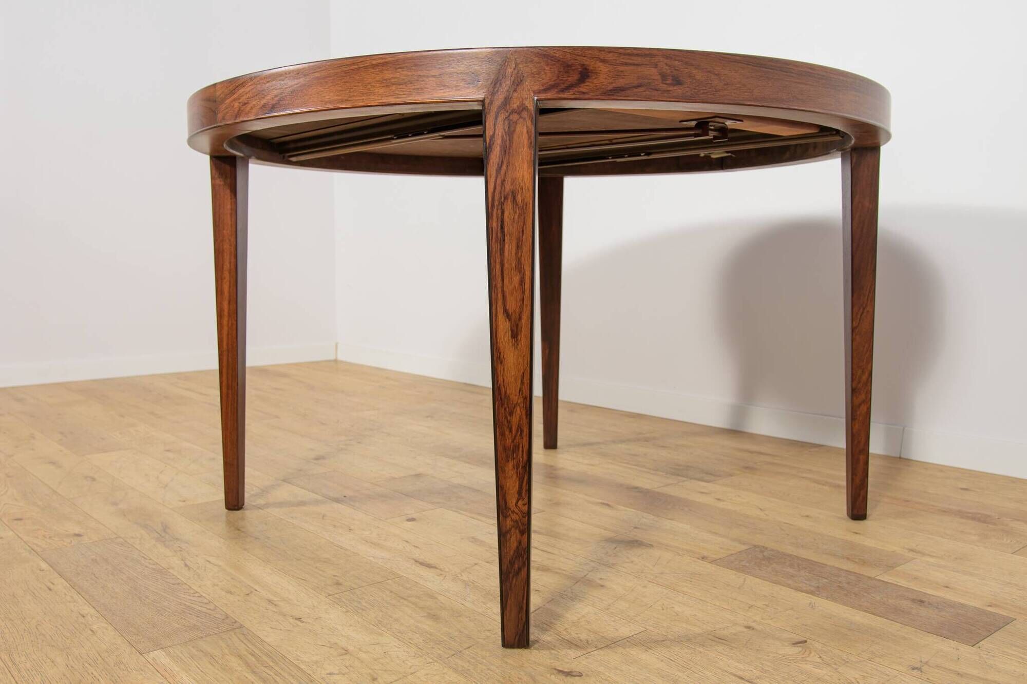 Mid-Century Round Rosewood Extending Dining Table by Severin Hansen for Haslev Møbelsnedkeri, Denmark, 1960s