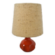 Ceramic table lamp orange with shade, vintage desk lamp