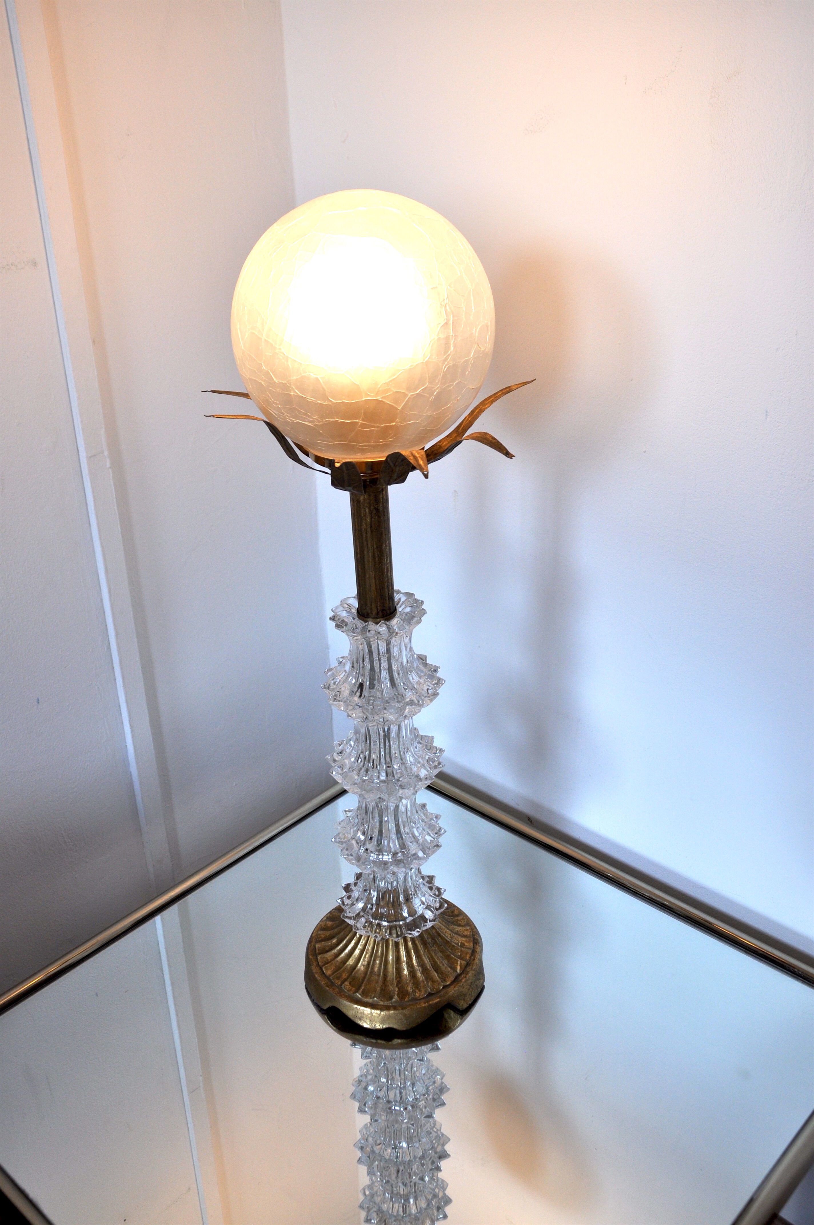 Art Deco crystal floral lamp