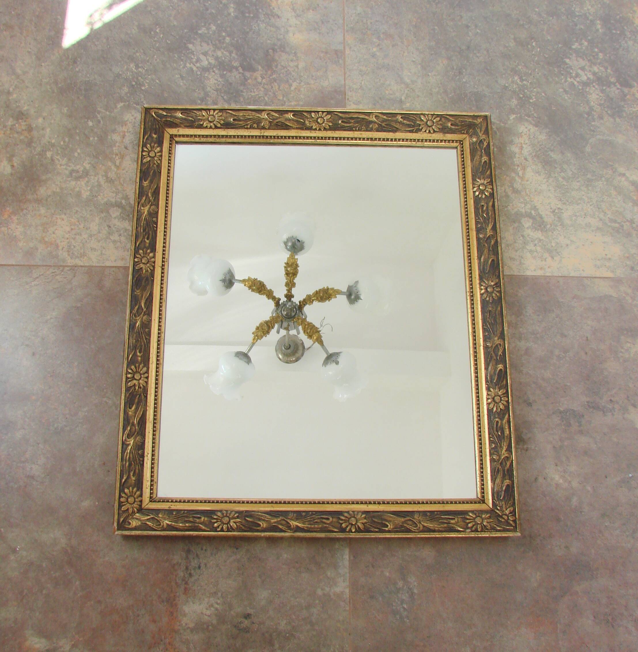 Wall mirror in an ornate frame, 1960s – vintage, gilded frame