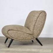 Pair Of Norman Bel Geddes Armchairs In Birch Wood & Original Wool Fabric, 1950s