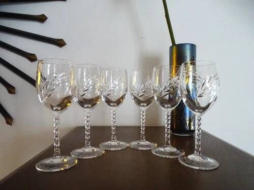 CRISTAL D'ARQUES "Fleury Epi" 6 cooked wine port glasses crystal 7 cl - H 13.5 cm