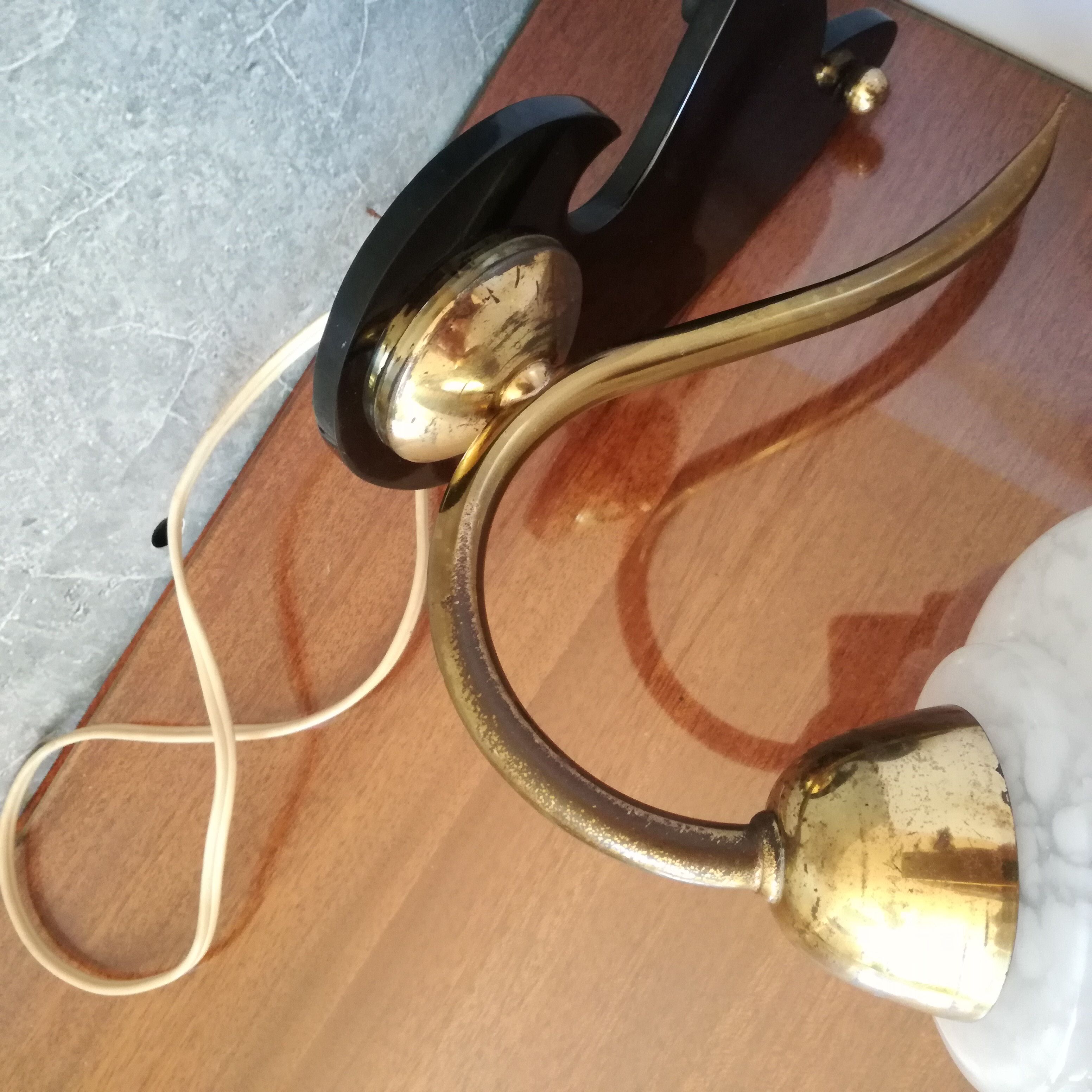 Art Deco brass and glass wall lamp