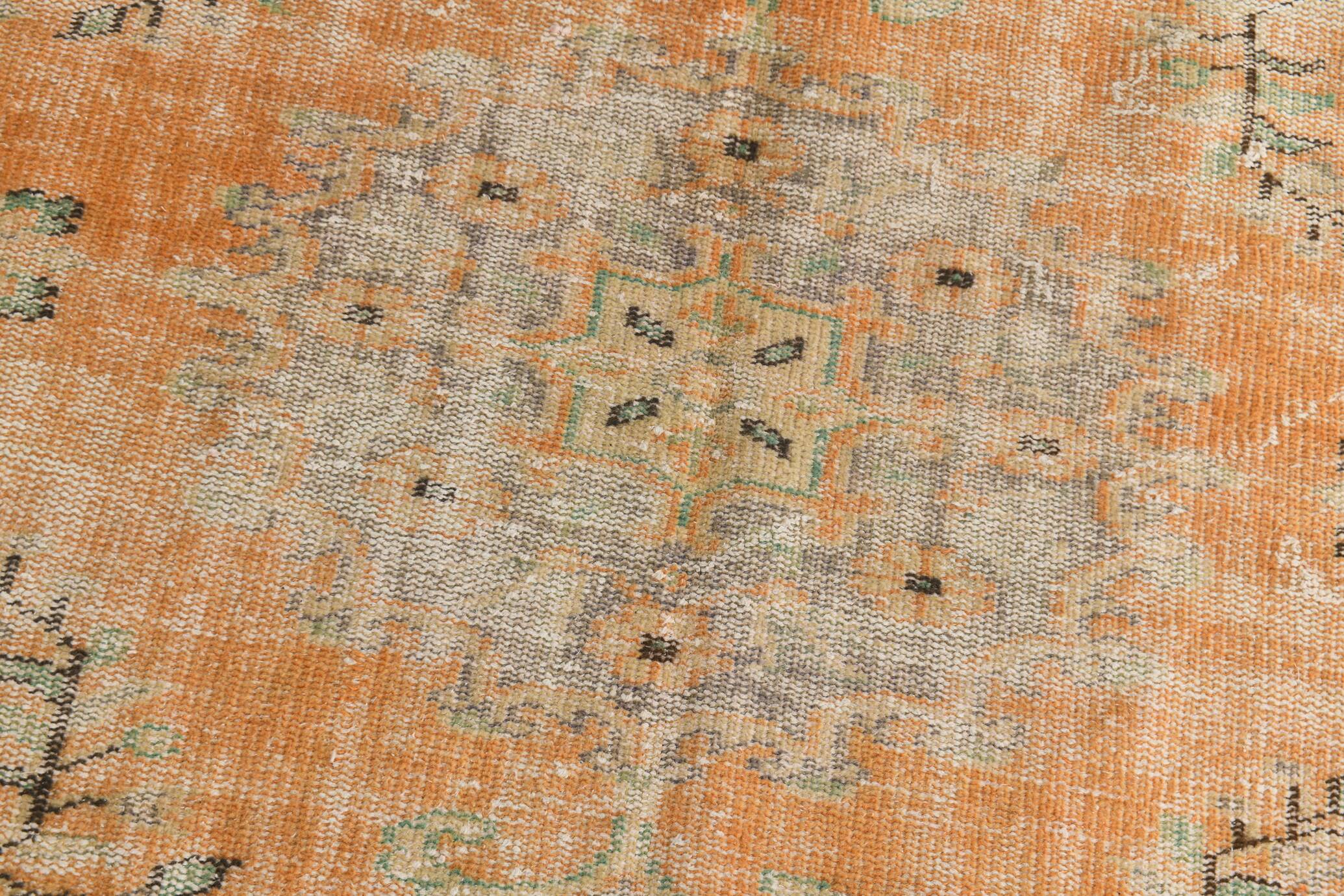 6x10 Peach Orange Large Vintage Rug, 184x290 Cm
