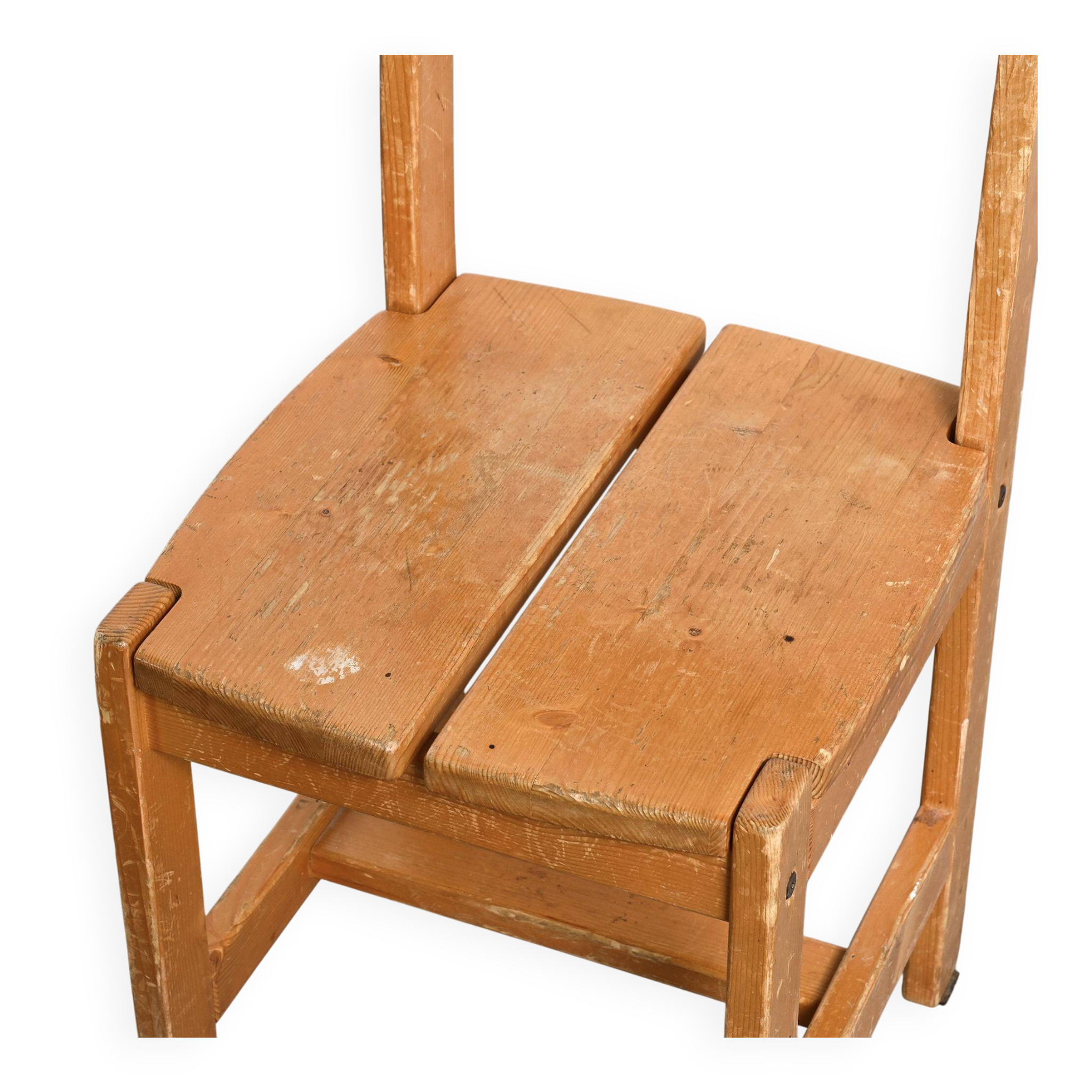 Set of four pine chairs, French work, circa 1970.