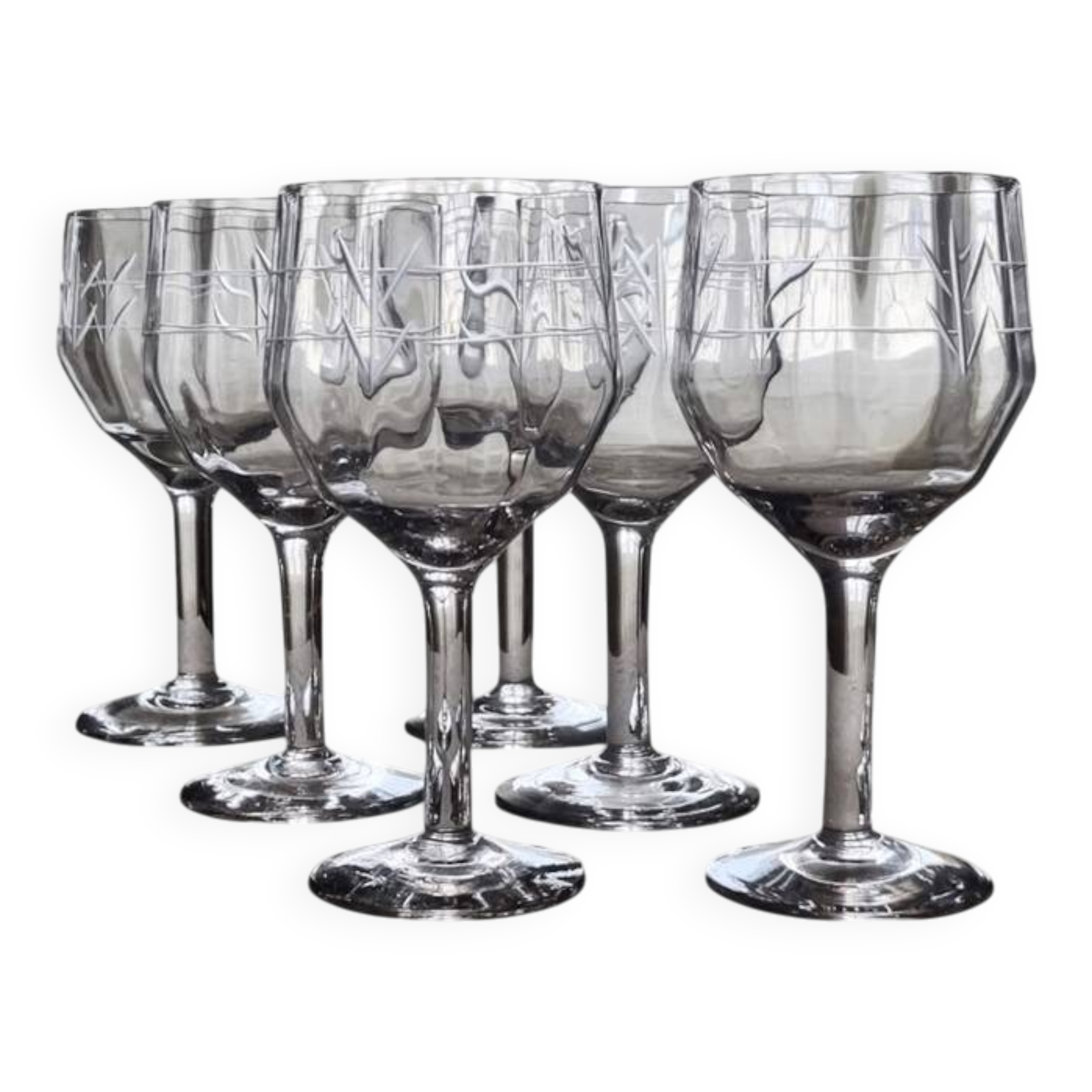 6 stemmed glasses