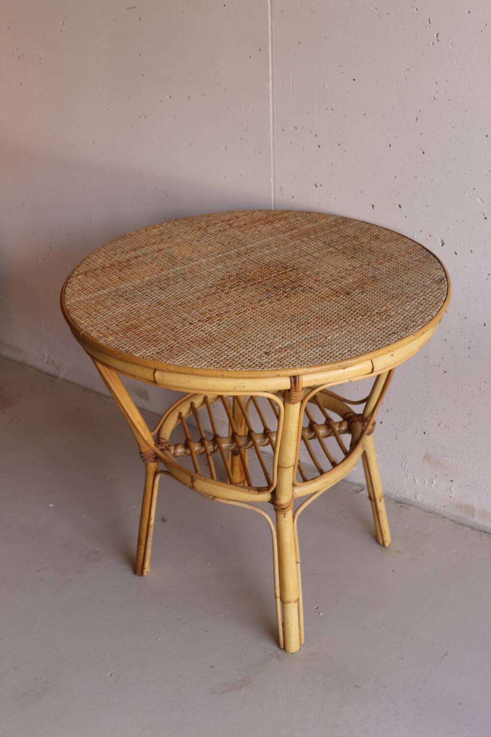 Vintage Rattan Round Coffee Table