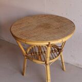 Table basse ronde en rotin vintage