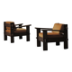 Pair of architect's armchairs in solid wood, France, circa 1970.