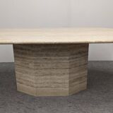 XL dining table in travertine, Italy circa 1970