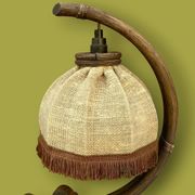 Pair of bamboo and jute bedside lamps, 1970s