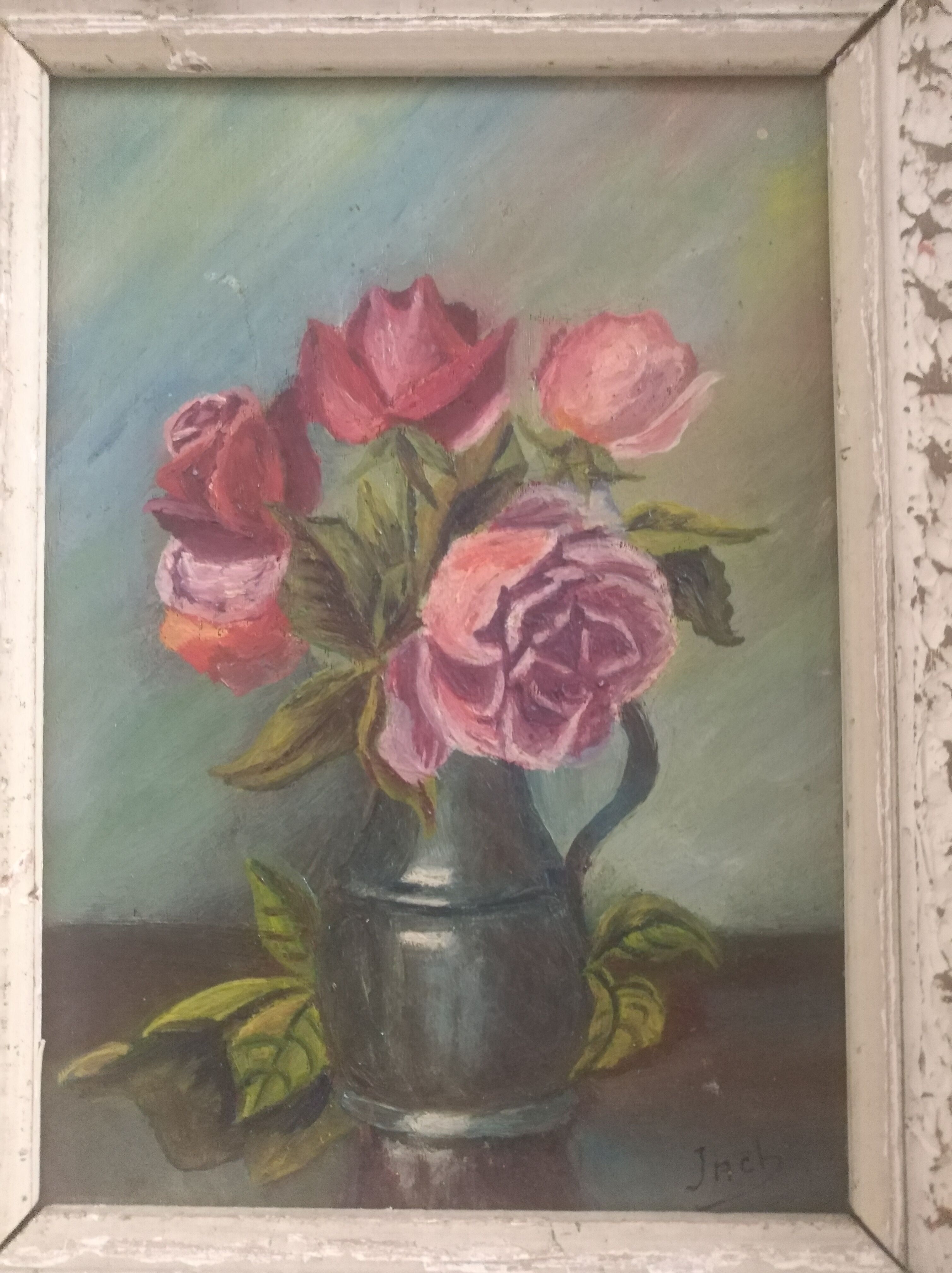 Painting painting in oil The bouquet of roses