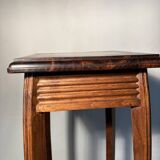 Vintage dark wood side table with curved base