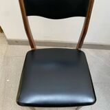 Set of 6 Scandinavian Skaï and teak wood chairs