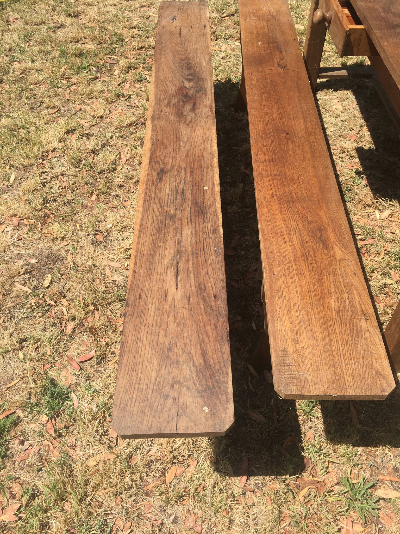 Farmhouse dining table with assorted benches