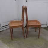 Set of two classic chairs in maple wood marquetry