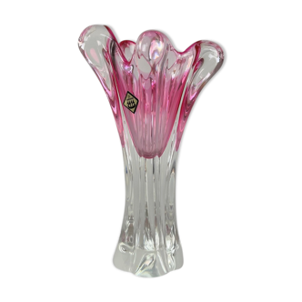 Vase en verre d’art vintage par Josef Hospodka pour Chribska Glasswork, années 1960