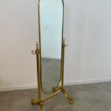 Old free-standing mirror in gilded brass in psychedelic neoclassical style Years 40 France