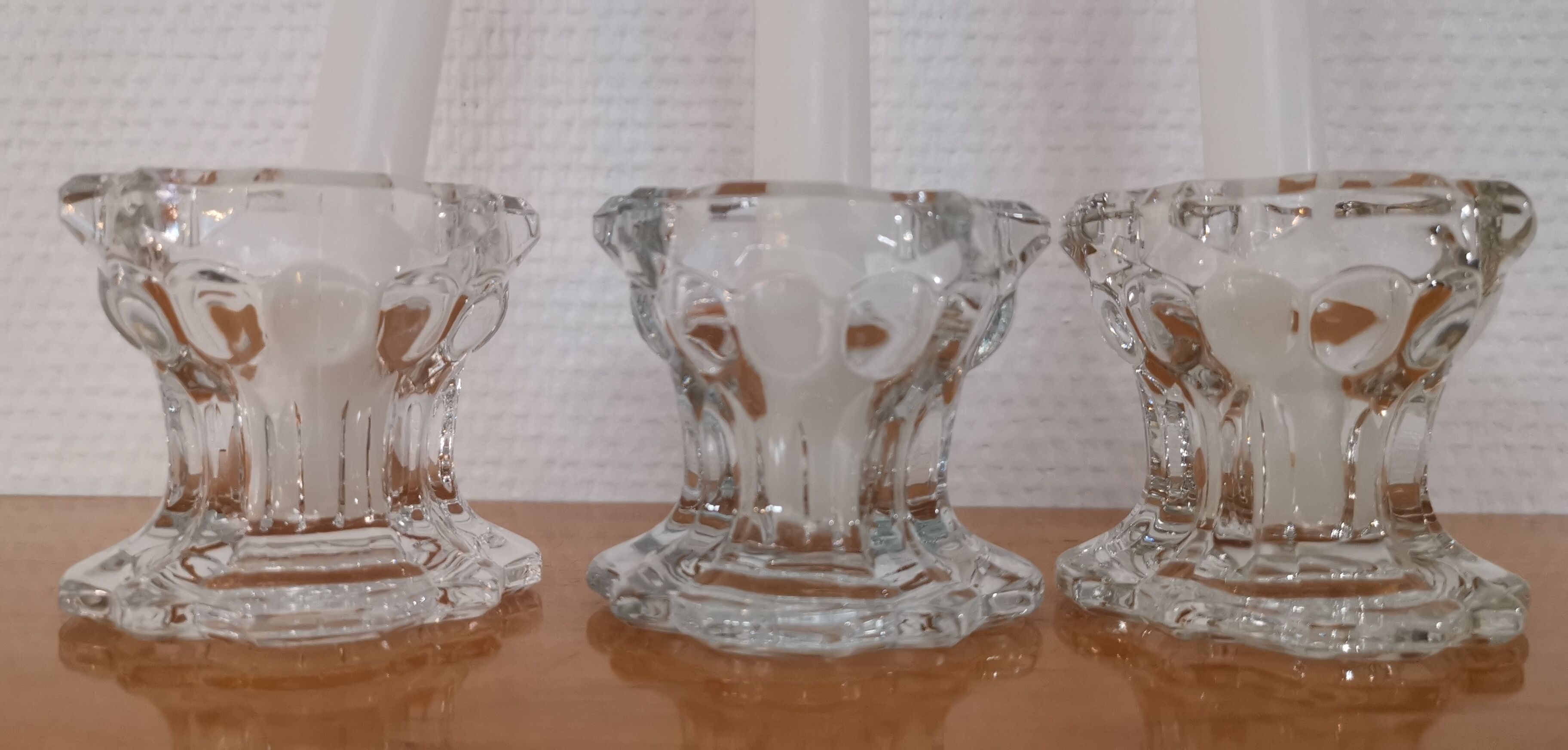 3 Reims glass candle holders France 1970s