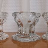 3 Reims glass candle holders France 1970s