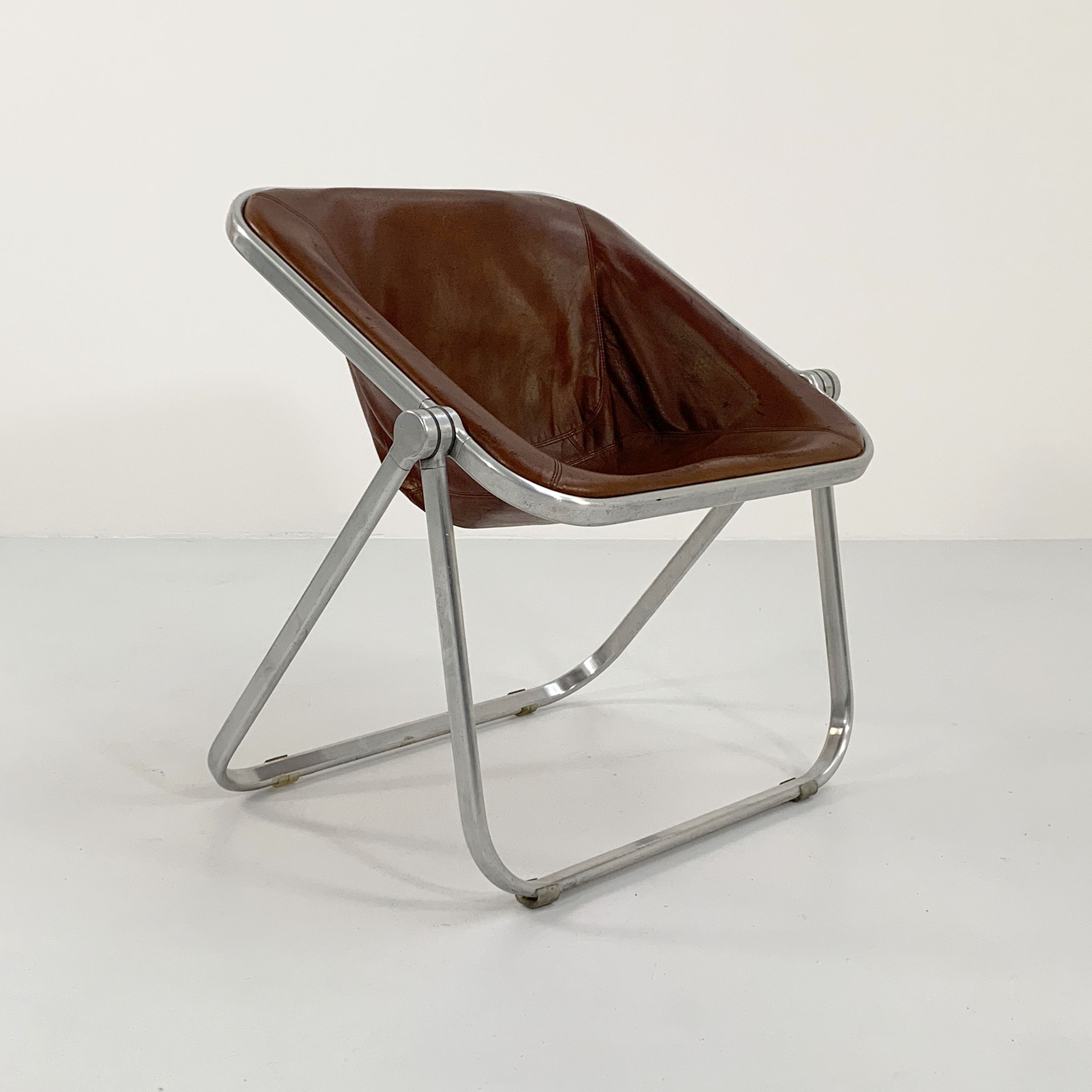 Plona camel leather chair by Giancarlo Piretti for Anonima Castelli, 1970