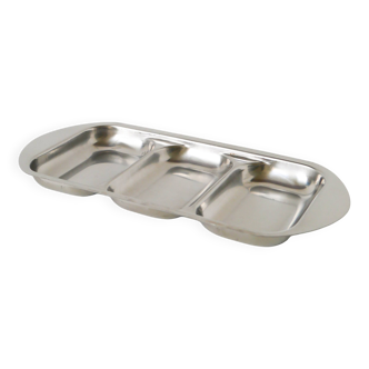 Rectangular stainless steel compartment dish, Design, 1970, 35 X 16 cm