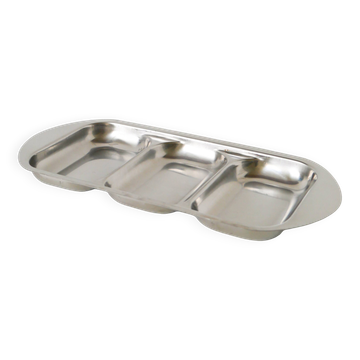 Plat à compartiments rectangulaire en inox, Design, 1970, 35 X 16 cm