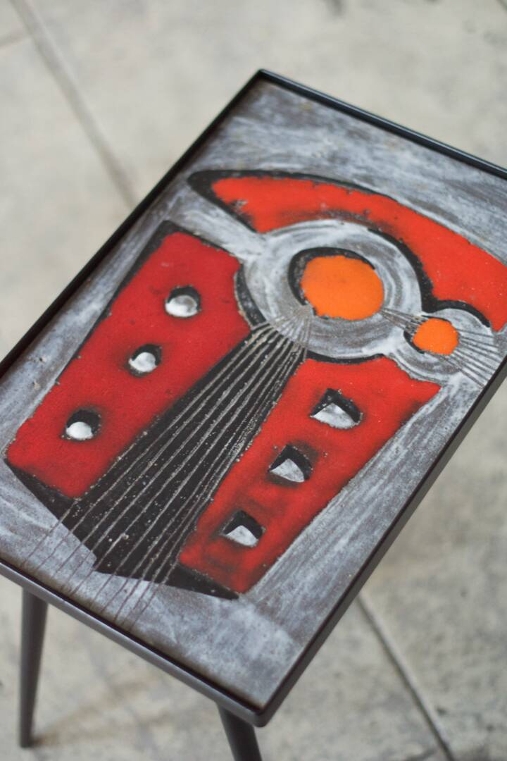 2 nesting varnished ceramic coffee tables - the brothers jean & robert cloutier 1950