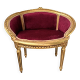 Fauteuil bois doré et velours rouge Louis XVI