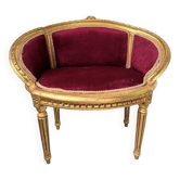 Fauteuil bois doré et velours rouge Louis XVI