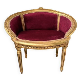 Fauteuil bois doré et velours rouge Louis XVI