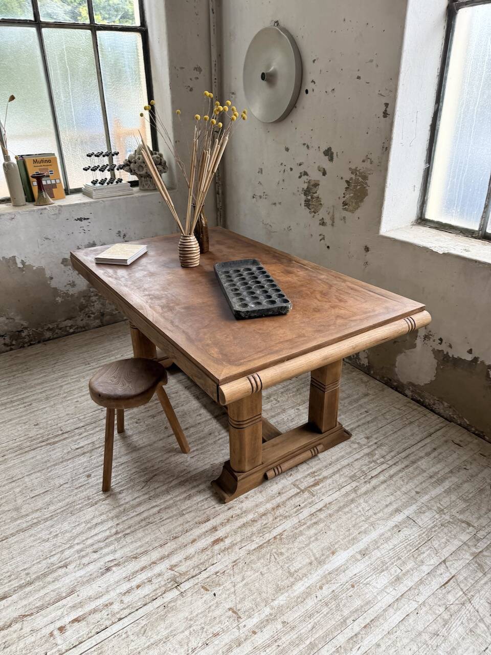 Table de repas chêne 1940 Dudouyt 240cm