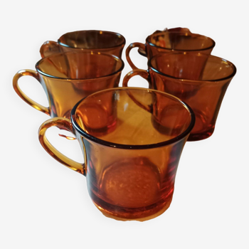 5 vintage Duralex coffee cups
