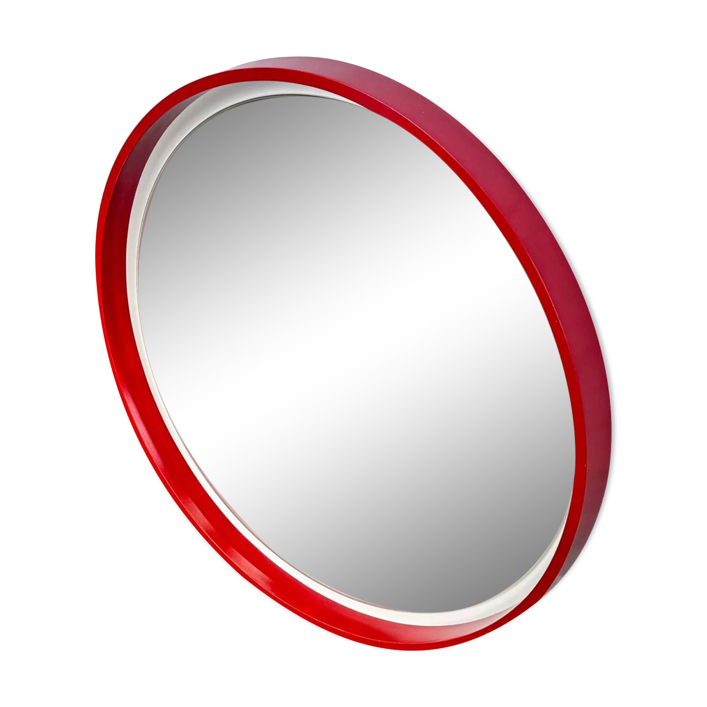 Vintage red space age mirror 57cm