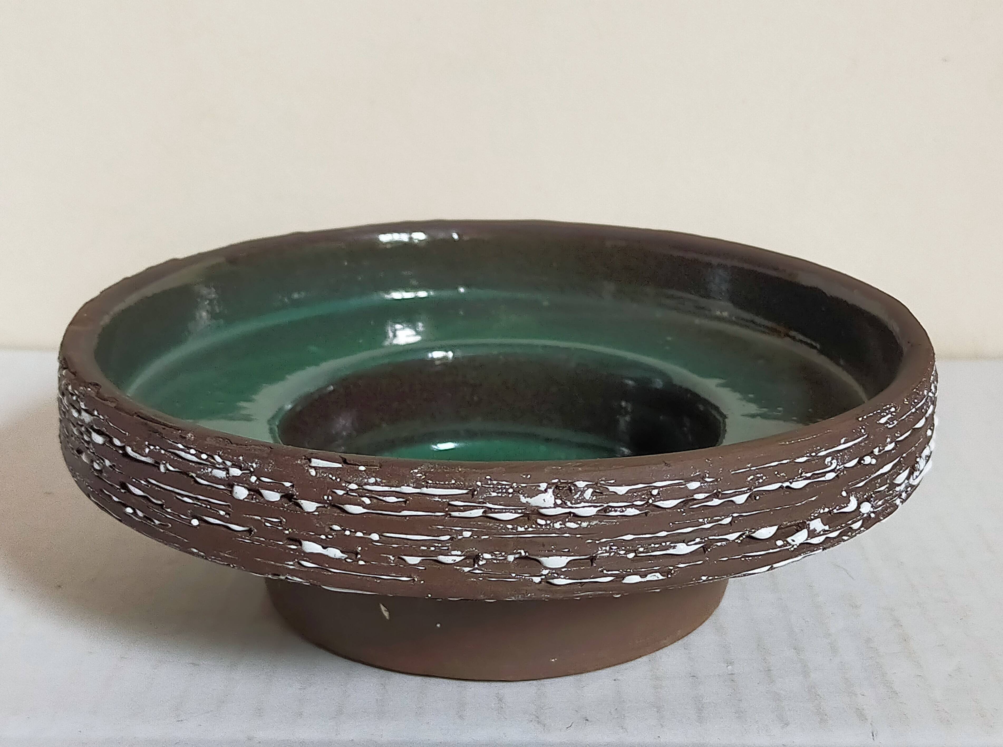 Vase-coupe à Ikebana en céramique années 50