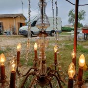 19th Bronze and Crystal Chandelier