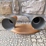 Vintage double wood and brushed metal applique