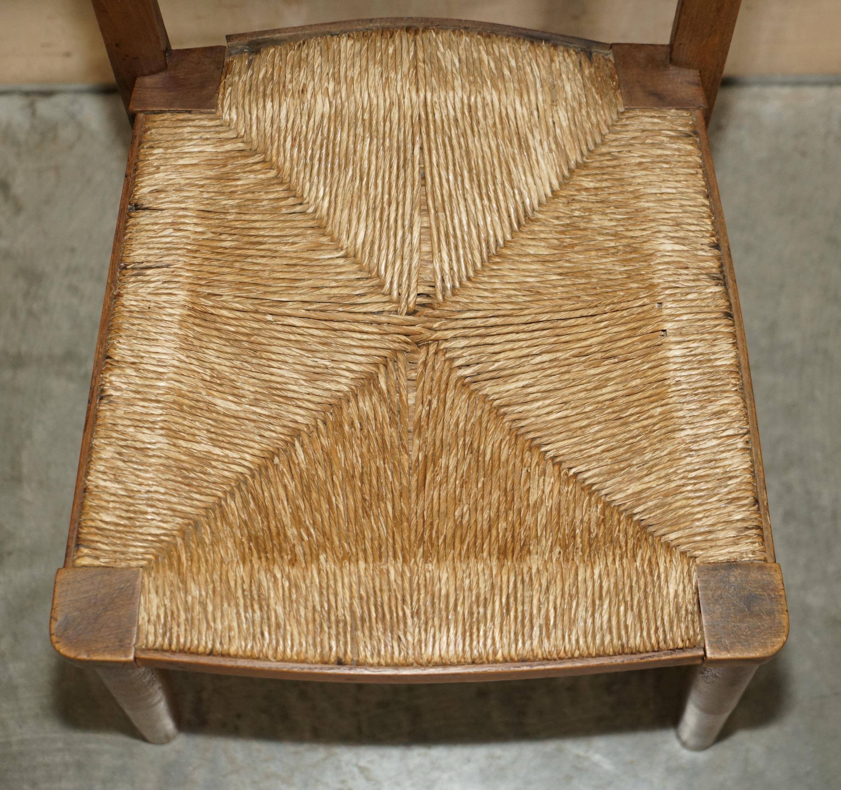 Set of six Dutch oak chairs with woven straw seats, circa 1860.