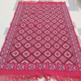 Large Berber carpet with diamond patterns handmade in pure wool
