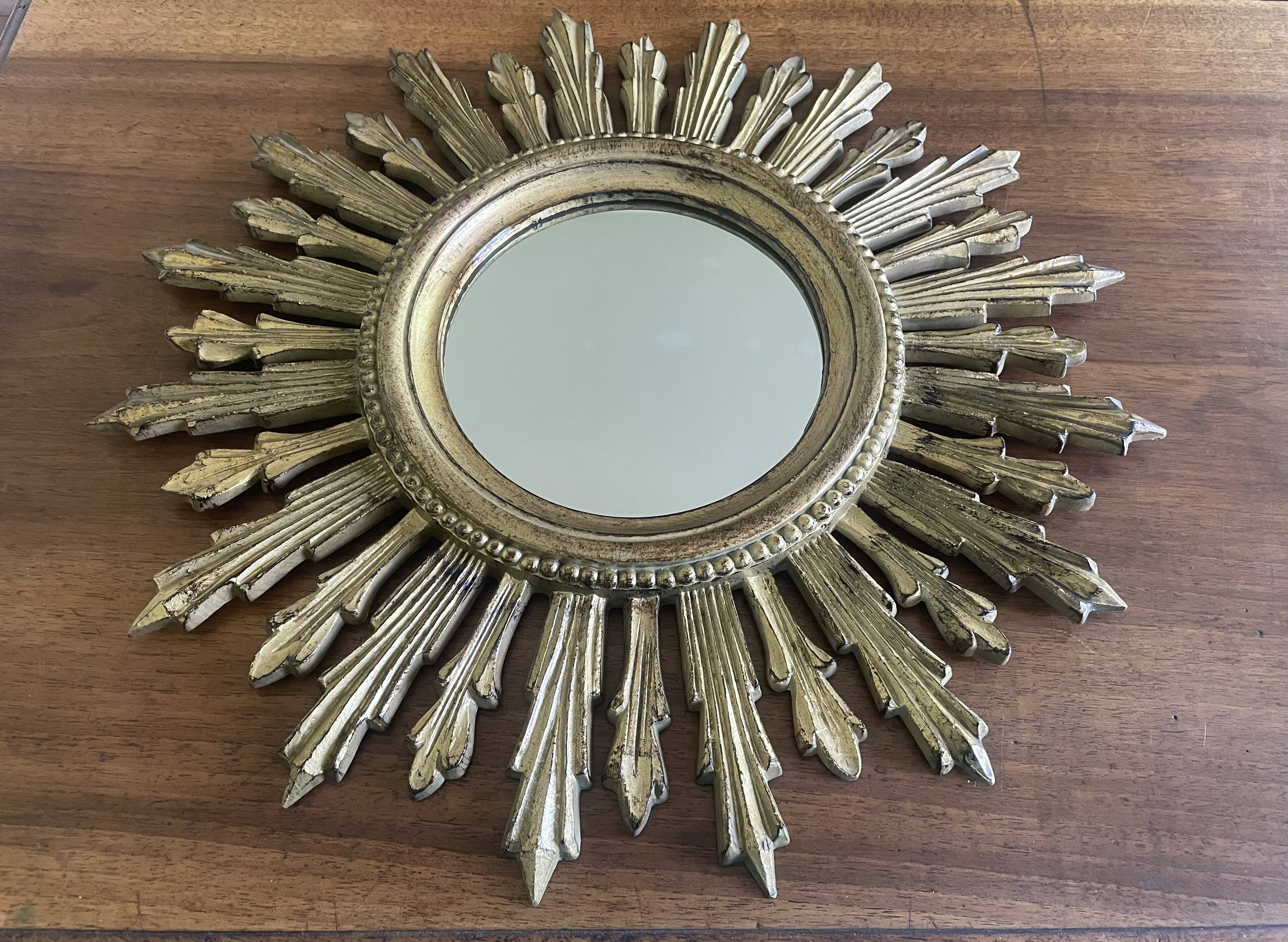 70'S golden resin sun mirror