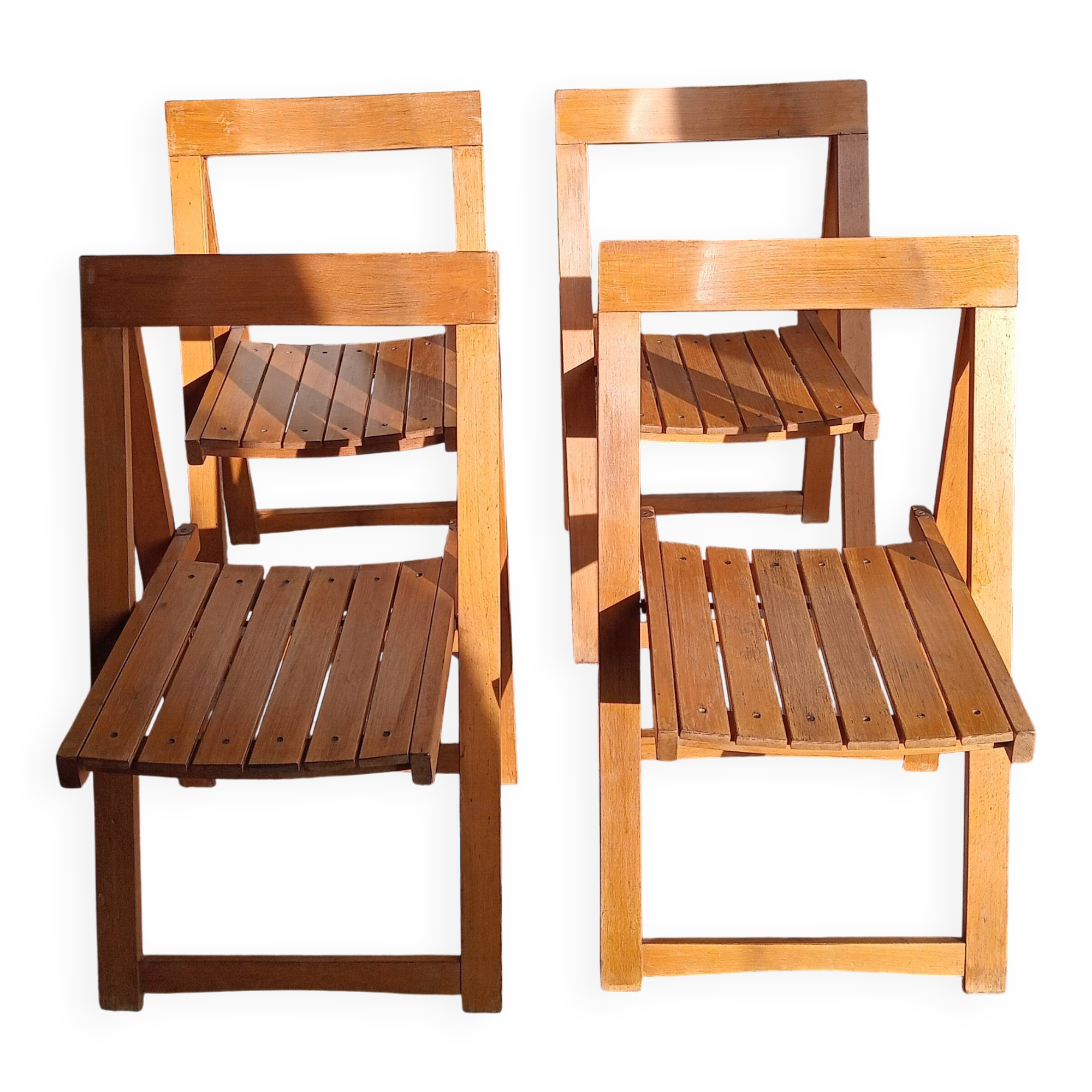 Set of 4 Aldo Jacober folding chairs in wood