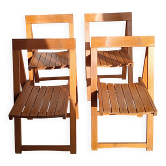 Set of 4 Aldo Jacober folding chairs in wood