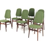 Ensemble de 6 chaises de salle à manger en teck hollandais design vintage