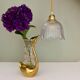 Suspension tulipe vintage en verre strié