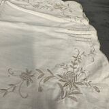 Old embroidered cotton table runner - circa 1900 - l 105 cm / l 68 cm