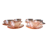 Service of 6 cups and saucers Rosaline in twisted pink glass – Arcoroc F