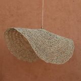 Handmade wicker hanging basket with brass finish