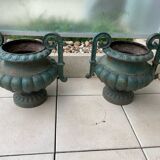 Medici vases, urns with handles, signed Faure in Revin