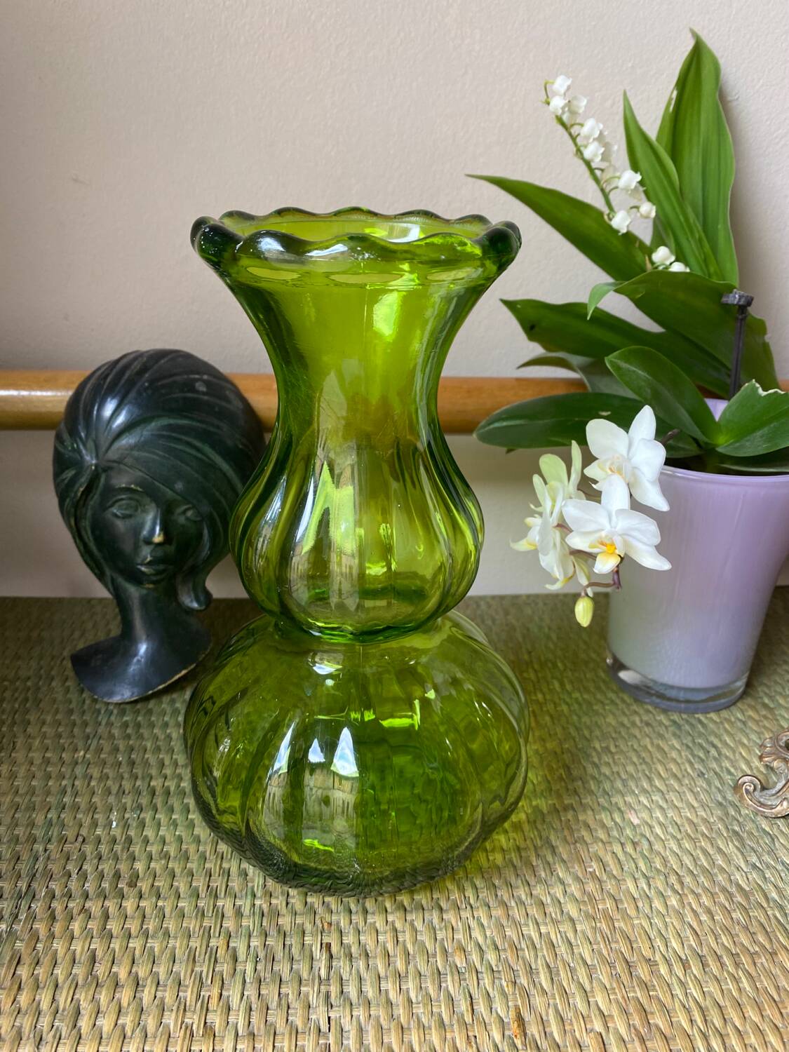 Green glass vase