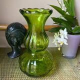 Green glass vase